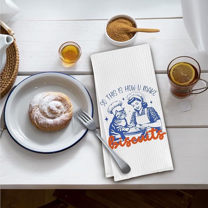 Funny Cat Mom Gift Baking Kitchen Towels,Funny Tea Towels for Baking Sourdough, Gifts for Baking Lovers Women Decorative Dish Hand Towels for Kitchen, 16x24 Inch