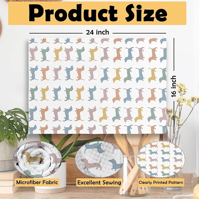 Cute Funny Dachshund Bathroom Kitchen Dish Hand Towels - Dachshund Dog Gifts Kitchen Bathroom Decor Towels 16″×24″,Dog Lovers Gifts for Girls Mom Women,Dachshund Gifts for The Owners