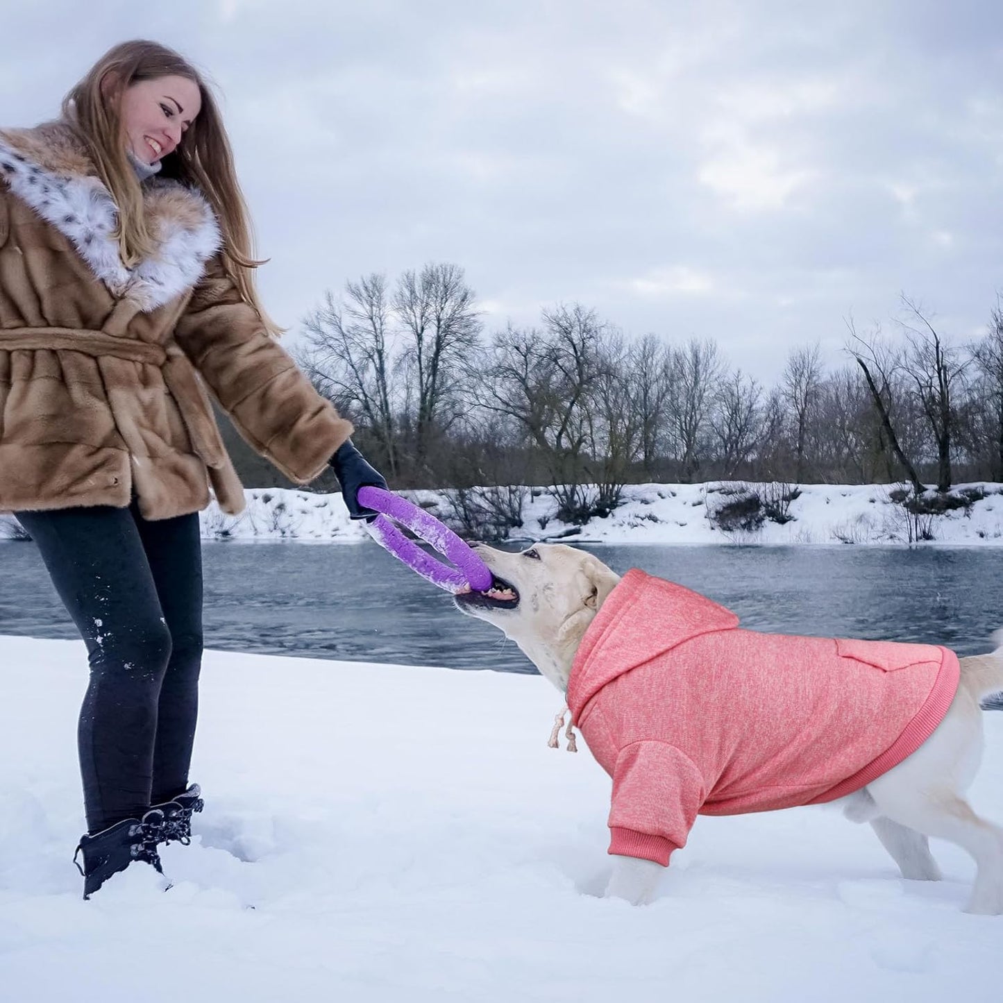 Dog Sweaters for Large Dogs Dog Hoodie Fleece Dog Sweater Soft Dog Clothes Sweatshirt with Pocket Dog Hoodie for Large Dogs(Pink&XXL)