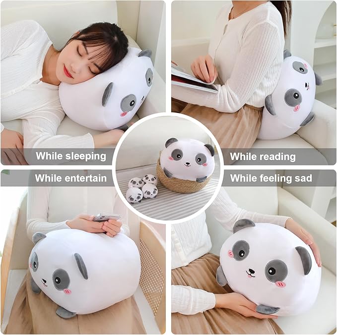 Panda Stuffed Animal Panda Plush with 4 Baby Plushies in Her Tummy, Soft Bear Toy Pillow Gifts for Kids Birthday