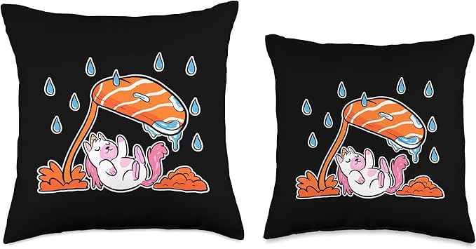 Cute Unicorn Sushi Cat Anime Figure Seafood Foodie Manga Throw Pillow