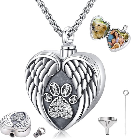 Eusense Cremation Jewelry for Ashes Urn Necklace to Put Ashes In 925 Sterling Silver Memorial Pendant Heart Urn Necklaces for Ashes Necklace for Women Men
