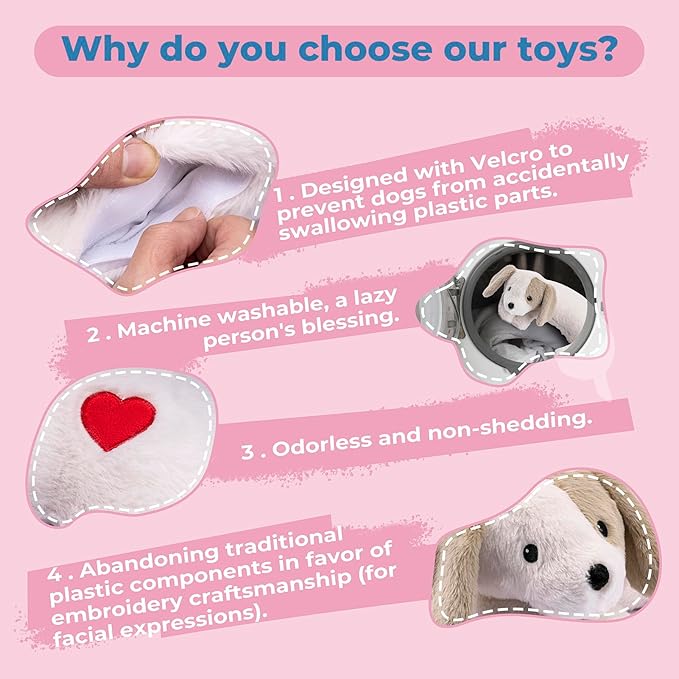 Heartbeat Puppy Toy for Dogs, Heartbeat Stuffed Animal for Anxiety Relief Calming Aid, Heartbeat Stuffed Toy for Behavioral Aid Crate Kennel Training, Puppy Essentials White