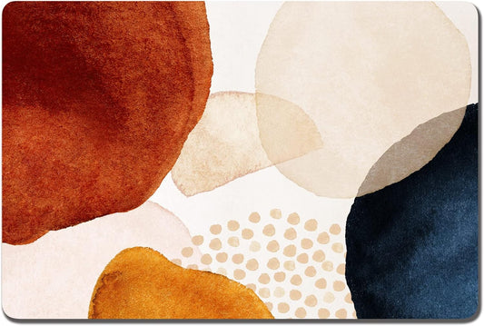 Rnivvi Dog Food Mat, 16" x 24" Absorbent Dog Cat Bowl Mat for Food and Water, Cute Anti-Slip Rubber Pet Feeding Rug Protect Floors, Puppy Placemat for Feeding & Watering Supplies, Abstract Stones