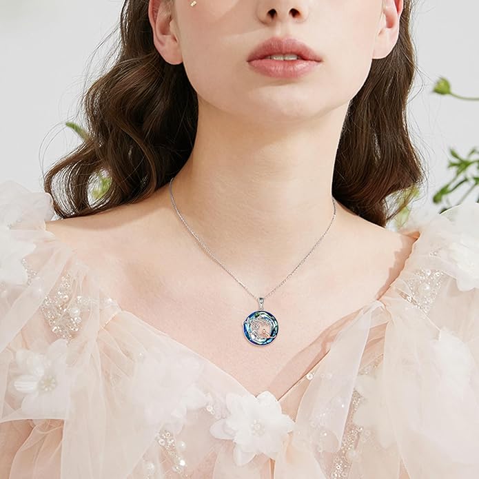 Cat Necklace Sterling Silver Cat with Women Pendant Crystal Jewelry Cat Lover Gifts for Women