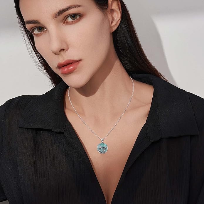 Midir&Etain Western Necklace 925 Sterling Silver Turquoise Pendant Cow Skull/Hat/Tag/Cactus Cowgirl Country Jewelry for Women Men