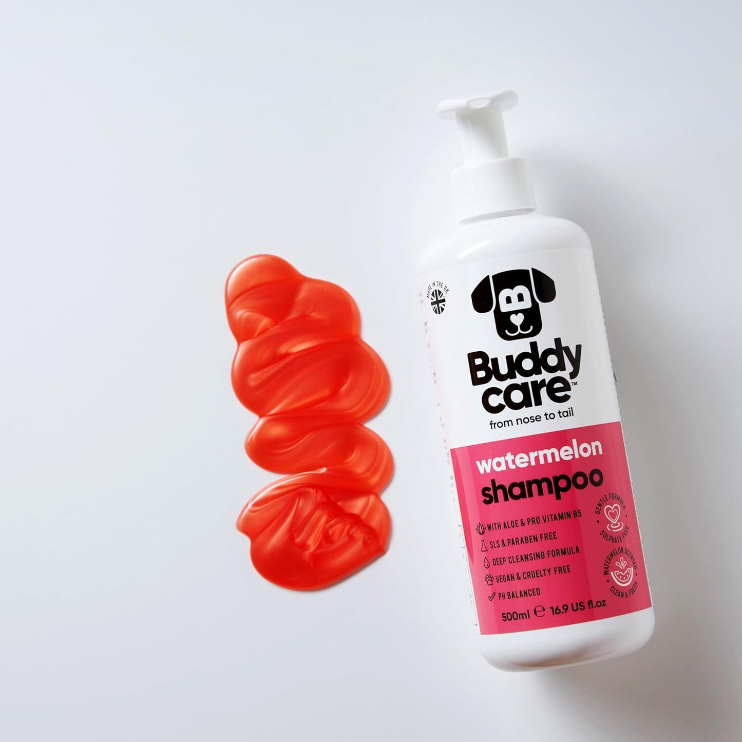 Watermelon Dog Shampoo by Buddycare | Dry Skin & Itchy Skin Relief for Smelly Dogs | Deep Cleansing Shampoo for Dogs Puppy Sensitive Skin | Dog Shampoo & Conditioner | with Aloe & Vitamin B5 (16.90oz)