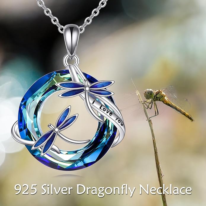 TIGER RIDER Bee Necklace for Women Sterling Silver Cute Animal Axolotl Dragonfly Moth Owl Black Cat Pendant Necklaces Animals Jewelry Birthday Gifts for Women Wife