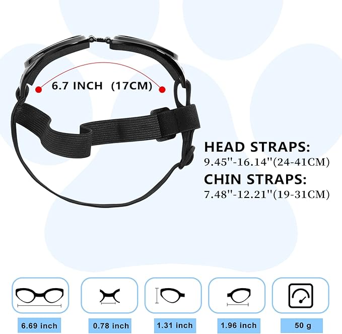 QUMY Dog Sunglasses Dog Goggles for Medium Large Breed Dogs, Wind Dust Fog Protection Eye Wear Pet Glasses with Adjustable Strap for Motorcycle Car Driving Bike Riding Hiking Swimming Over 15lbs Black