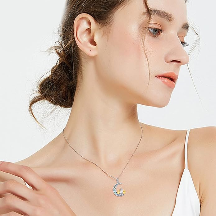 Sterling Silver Cute Animal Pendant Necklace Fox/Snake/Unicorn/Owl on Moon/Rabbit/Horse Necklace Jewelry Gifts for Women Mom Sister