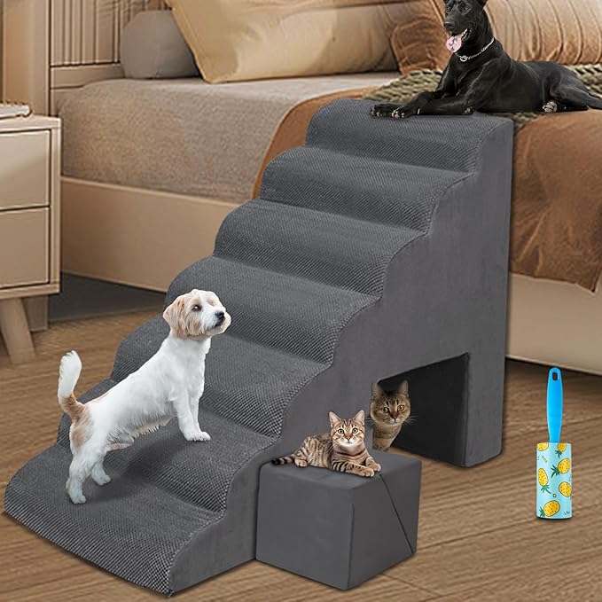 Dog Stairs & Steps for High Beds 30-36 inches High Tall for Large Medium Dogs, LitaiL 30inch 7 Steps Pet Stairs/Steps for High Beds,llDogs, Non-Slip Dog Ramps for Small Dogs and Cats