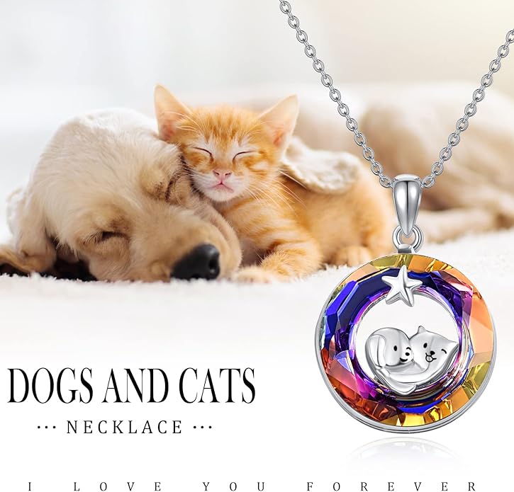 Dreamboat Sterling Silver Cat Necklace for Women Crystal Necklace Cute Animal Necklace Kitten Necklace Cat Pendant Friendship Cat Jewelry Gifts