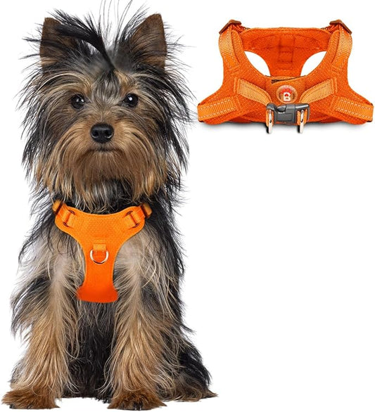 Dog Harness Step in Dog Vest Harness, Reflective Adjustable Puppy No Pull Harness Breathable Soft for Small and Medium Dogs Cats, Orange, XXS
