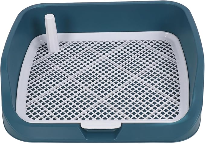 Fabater Dog Potty Toilet Training Tray, Portable Multifunctional Mesh Puppy Training Toilet Pad Holder with Bafflel for Small Dogs Puppies (Peacock Blue)