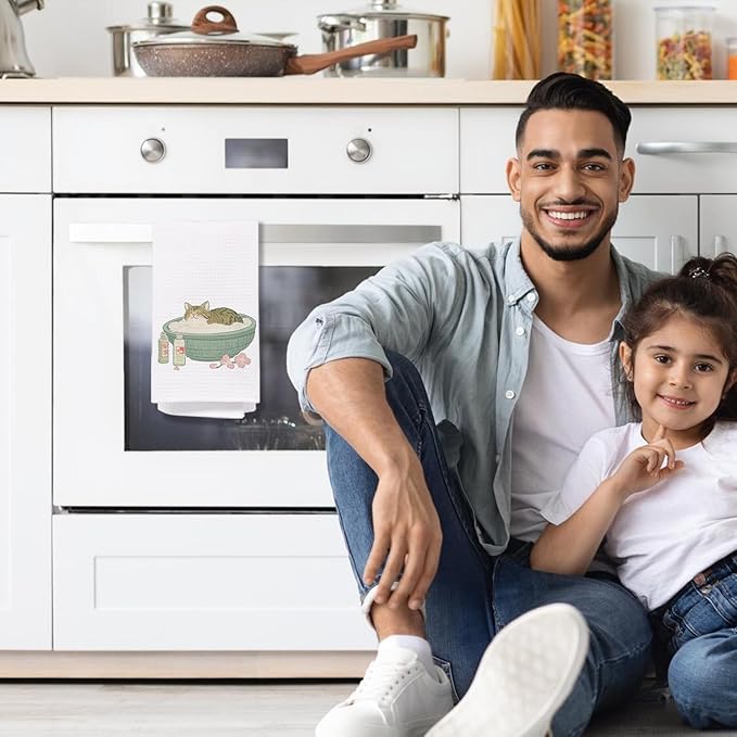 Cute Orange Tabby Cat Bathroom Hand Towels, Cat Lover Gifts, Japanese Bathtub Kitten Bathing Decorative Hand Towels for Bathroom Decor, 16x24 Inch