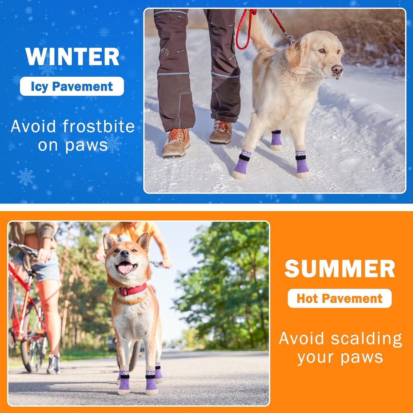 SCENEREAL Anti Slip Dog Sock to Prevent Licking Paws for Hardwood Floors, Boots & Paw Protector Shoes for Hot/Cold Pavement with Grippers, Double Sides Grips for Small Medium Large Senior Dogs, L