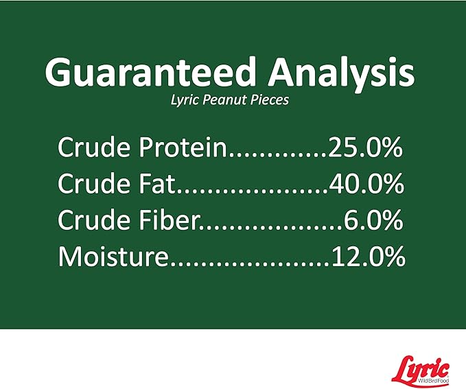 Lyric Peanut Pieces Wild Bird Seed - No Waste Bird Food - Attracts Titmice, Woodpeckers, Chickadees & More - 15 lb bag