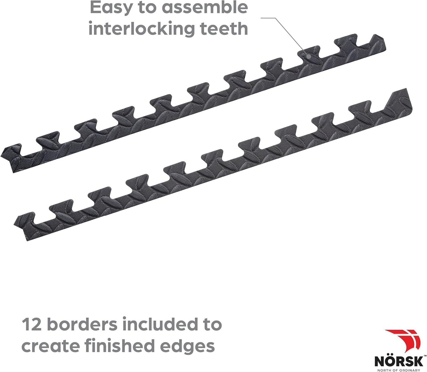 Norsk Foam Floor Gym Mats with Interlocking Tiles, .47" Thick, 24"x24", 60-Pack, 240 Square Feet, Diamond Plate Design, Grey