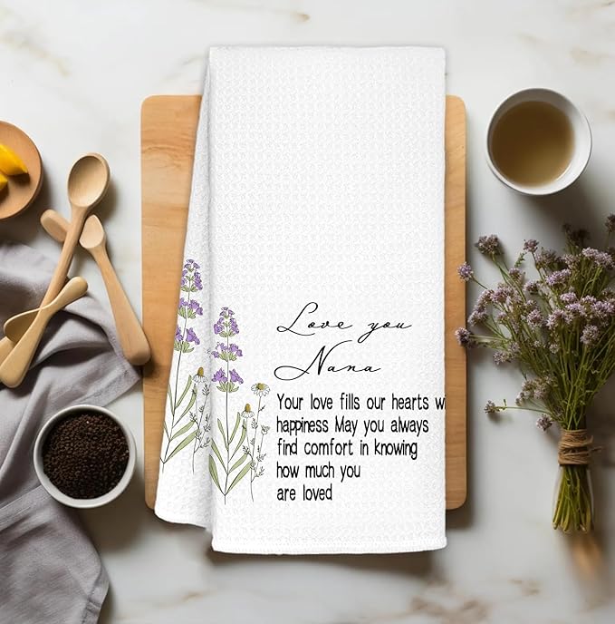 Nana Gifts Kitchen Towels Decorative, for Nana Grandma from Grandkids Dish Towels, Best Grandma Birthday Gifts Hand Towels Drying Cloth for Kitchen Bathroom Decor, 16x24 Inch