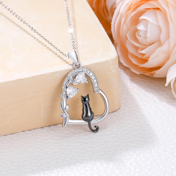 Heart Animal Necklace 925 Sterling Silver Cute Animal Pendant Jewelry Birthday Gifts for Women Girlfriend Mom Animal Lovers