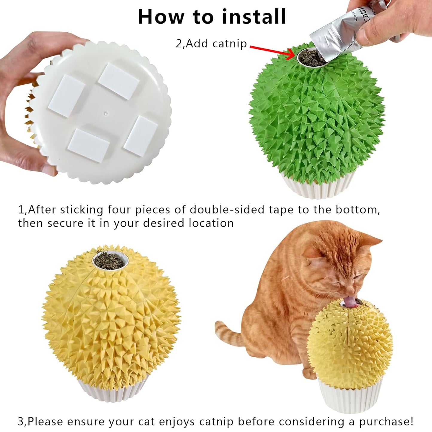 Catnip Feeder - Cat Face Scratcher Wall Corner Massage Comb for Indoor Cats Self Grooming Brush (Green)