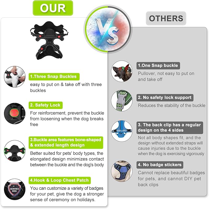 Dog Harness, Adjustable Reflective Dog Vest No Pull Dog Harness with Badge and Bow Tie for Puppy Small Medium Large Dogs