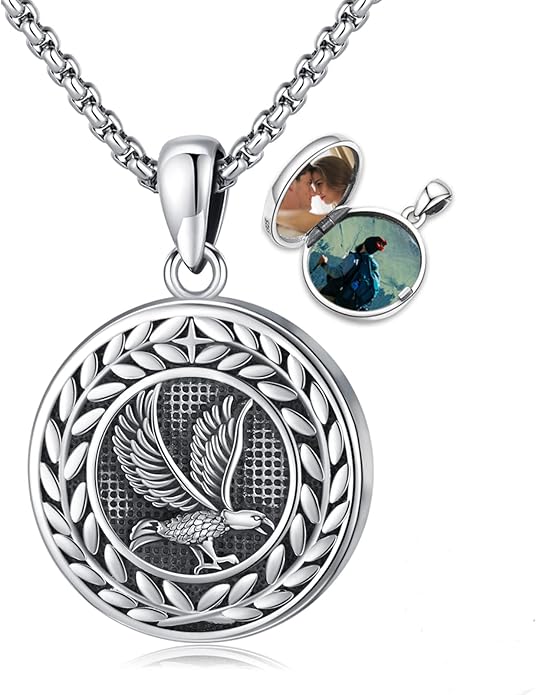 Picture Locket Necklace for Women Men Rose 14K Real Gold 925 Sterling Silver Jewelry Heart Locket Necklace that Holds Pictures Tree of Life Viking Wolf Celtic Knot St Christopher St Michael Pendant