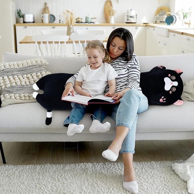 Cat Long Plush Long Giant Pink Cat Pillow Plush, Long Kitten Body Pillow Cute Cat Stuffed Animals for Kids Girlfriend(70cm/27.5inch)