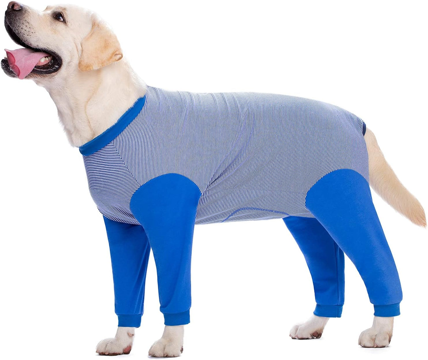 Yeapeeto Dog Onesie Surgery Recovery Suit for Large Medium Bodysuit Dogs Pajamas PJS Full Body for Shedding, Prevent Licking, Wound Protection, Cone Alternative (4X-Large (Pack of 1), Blue)