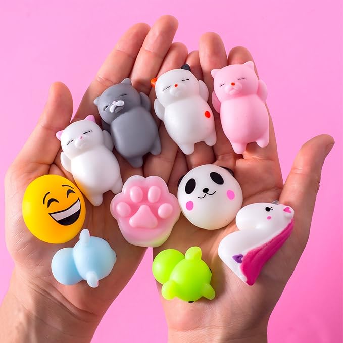 Easter Basket Stuffers - 3 Surprise Eggs Easter Egg Fillers Mochi Squishies 16pcs Mini Kawaii Cat Stress Relief Unicorn Party Favors Kids Easter Gift Teens, Classroom Prize, Toys Claw Machine Prizes