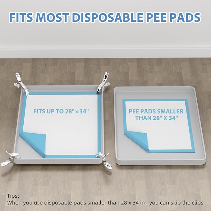 IMMCUTE Pee Pad Holder for Dogs, Thickened Soft Silicone Extra Large Puppy Pad Holder Fits Up to 28" x 34" Pee Pads, Non-Slip High Edge Pee Pad Holder, for Leak-Proof Urine, Floor Protection