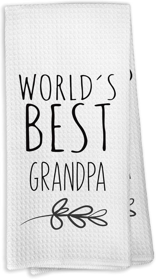 World's Best Grandpa Kitchen Towels, Best Grandpa Gifts for Grandfather Grandpa, Grandpa Gifts from Children, Grandpa Father's Day Birthday Gifts Tea Towels Kitchen Hand Towels 16x24 Inch