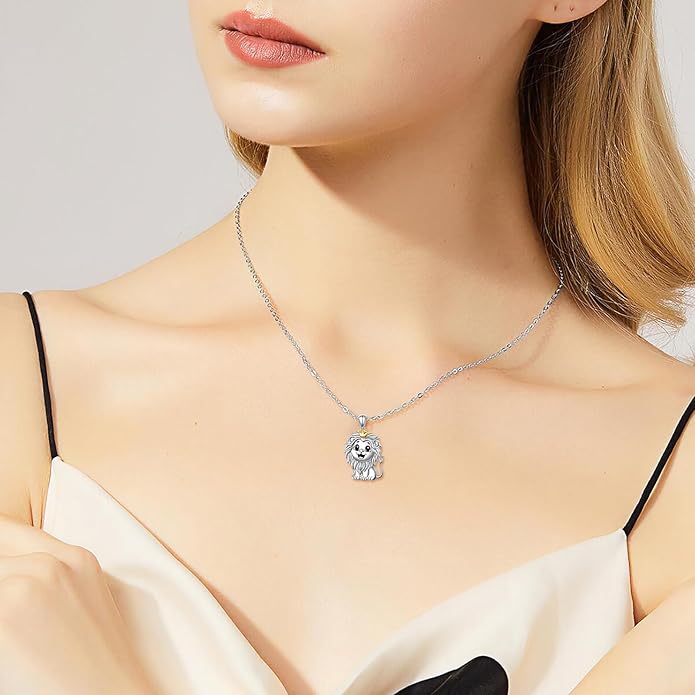 925 Sterling Silver Animal Necklaces Lion/Honeybee/MaMa Bear/Koalas Necklace Adjustable Chain Animal-Lover Pendant CZ/Moonstone Jewelry For Women Men