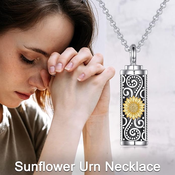TIGER RIDER Urn Necklace for Ashes for Women 925 Sterling Silver Cremation Jewelry for Ashes