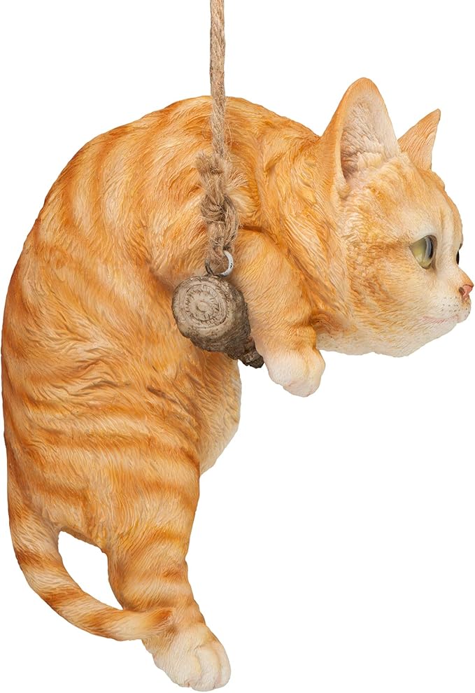 Design Toscano Orange Tabby Kitty on a Perch Hanging Cat Sculpture