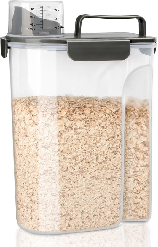 Rice Container, Airtight Rice Storage Container 10lb, Cereal Containers Storage, BPA Free Food Dispenser with Pouring Spout Handle for Flour Pasta Grain, Pet Dog Cat Bird Food Storage Container