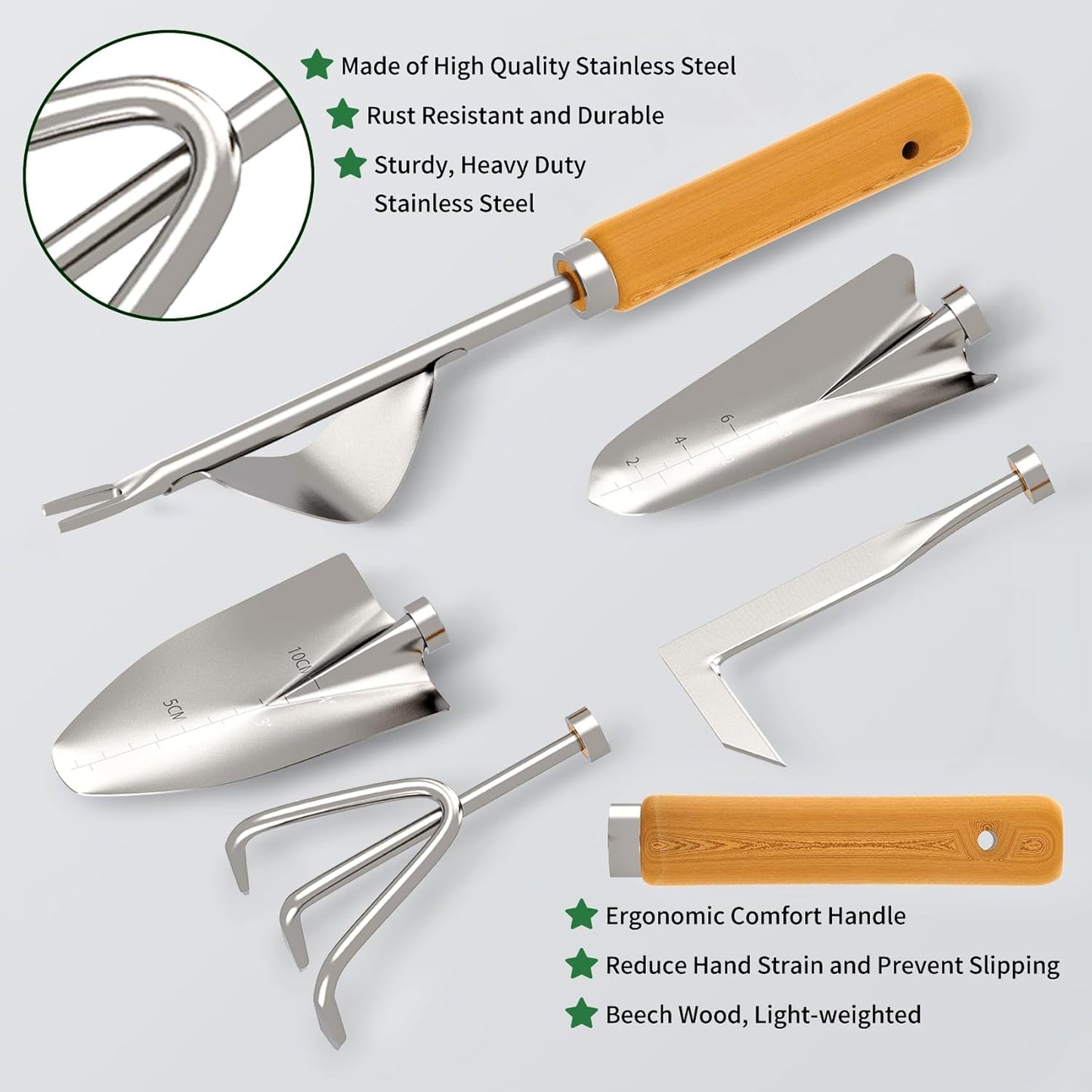 20-Piece Gardening Tools with Fashion and Durable Storage Bag - Heavy Duty Garden Tools Stainless Steel Rust-Proof Ergonomic Garden Tool Set - Ideal Gifts for Women and Men - Portable Gardening Kit