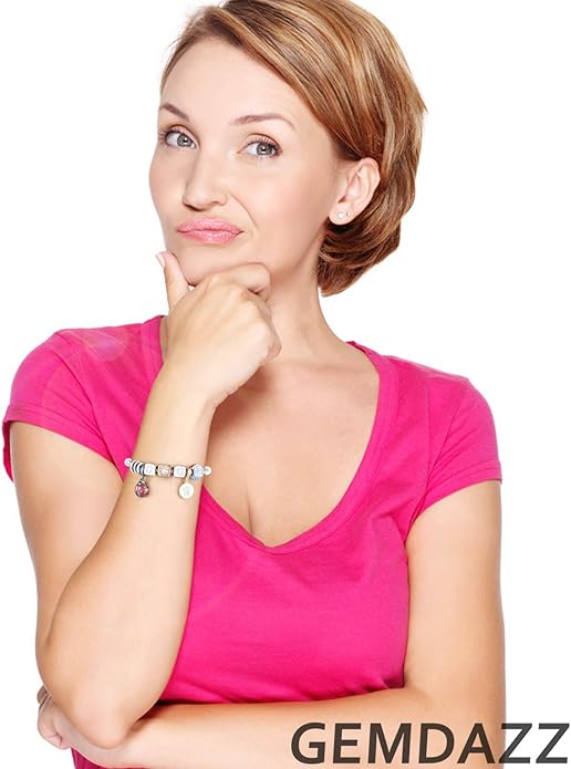 GEMDAZZ Sparkling Puppy Paw Print Charms in 925 Sterling Silver, Pave Dog Pawprint CZ Round Beads and Always in My Heart Charms, Gift for Animal Lover, fit European Women Bracelet/Necklace