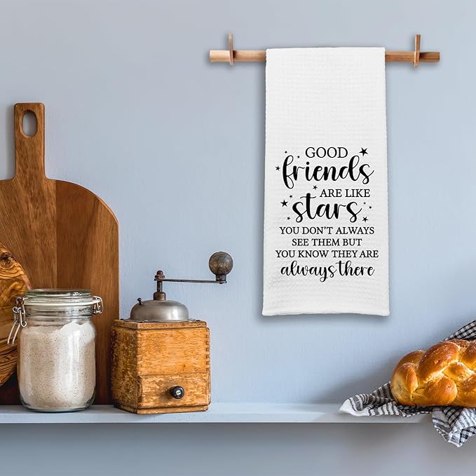Funny Kitchen Towels for Friends, Good Friends are Like Stars Dishcloths, Friendship Gifts for Women, Good Friends Tea Towels for Kitchen Decor, Sweet Housewarming Gifts for Sister Bestie