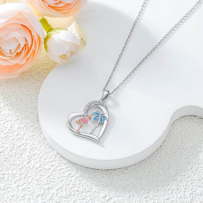 Cat Squirrel Llama Raccoon Tiger Cheetah Elephant Fox Sloth Koala Monkey Horse Dinosaur Axolotl Necklace Animal Pendant Heart Necklace 925 Sterling Silver