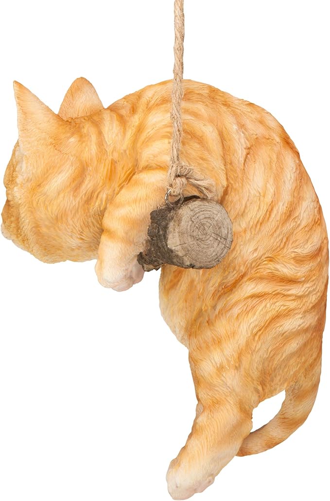 Design Toscano Orange Tabby Kitty on a Perch Hanging Cat Sculpture
