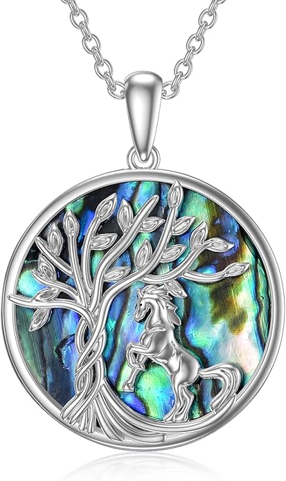 TOUPOP Tree of Life Animal Necklace 925 Sterling Silver Crystal/Abalone Shell Animal Pendant Jewelry Birthday Mothers Day Gifts for Women Mom Wife Her