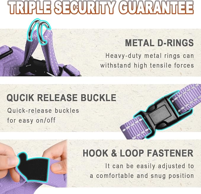 Dog Harness Step in Dog Vest Harness, Reflective Adjustable Puppy No Pull Harness Breathable Soft for Small and Medium Dogs Cats, Violet Purple, XS