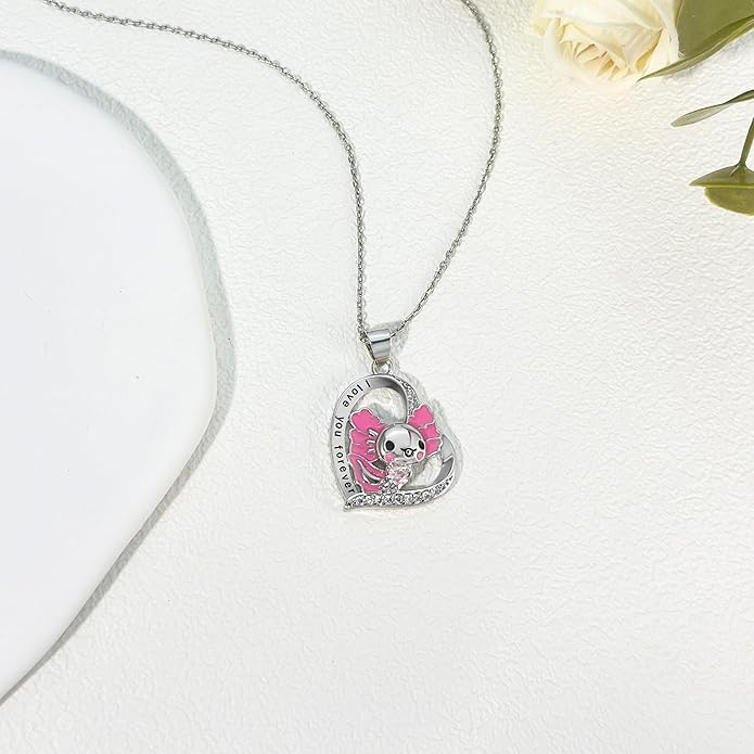 Penguin/Elephant/Frog Mushroom/Cat/Fox/Highland Cow/Axolotl/Yorkie Necklace Jewelry for Women Birthday Christmas Gifts