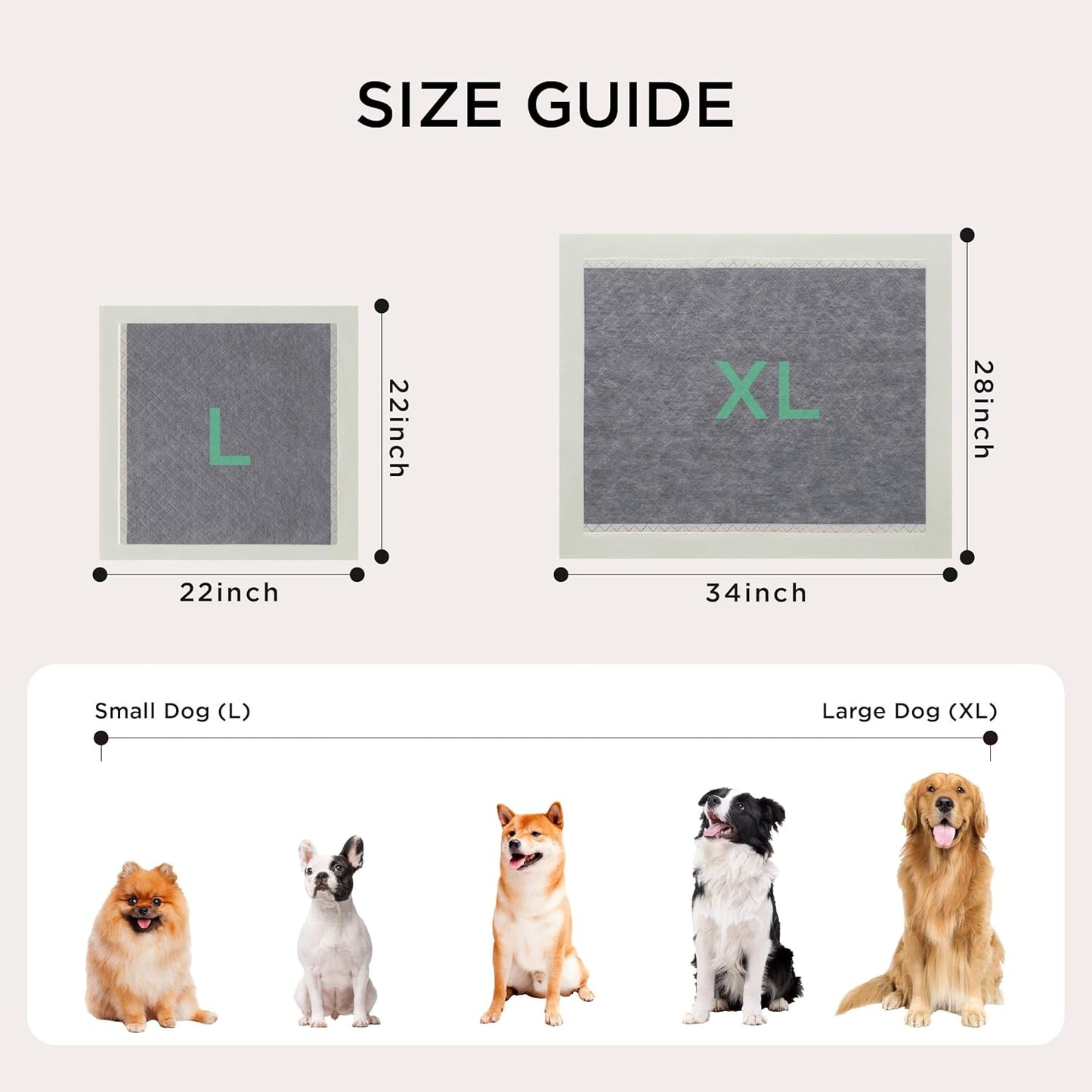 Bedsure Pee Pads for Dogs, 22" x 22" Puppy Pads 50 Count, Super Absorbent & Leak Proof, Small Dog Training Pads Quick Dry Thicken Pets Potty Pads Odor-Control Activated Carbon & ECO Green Material