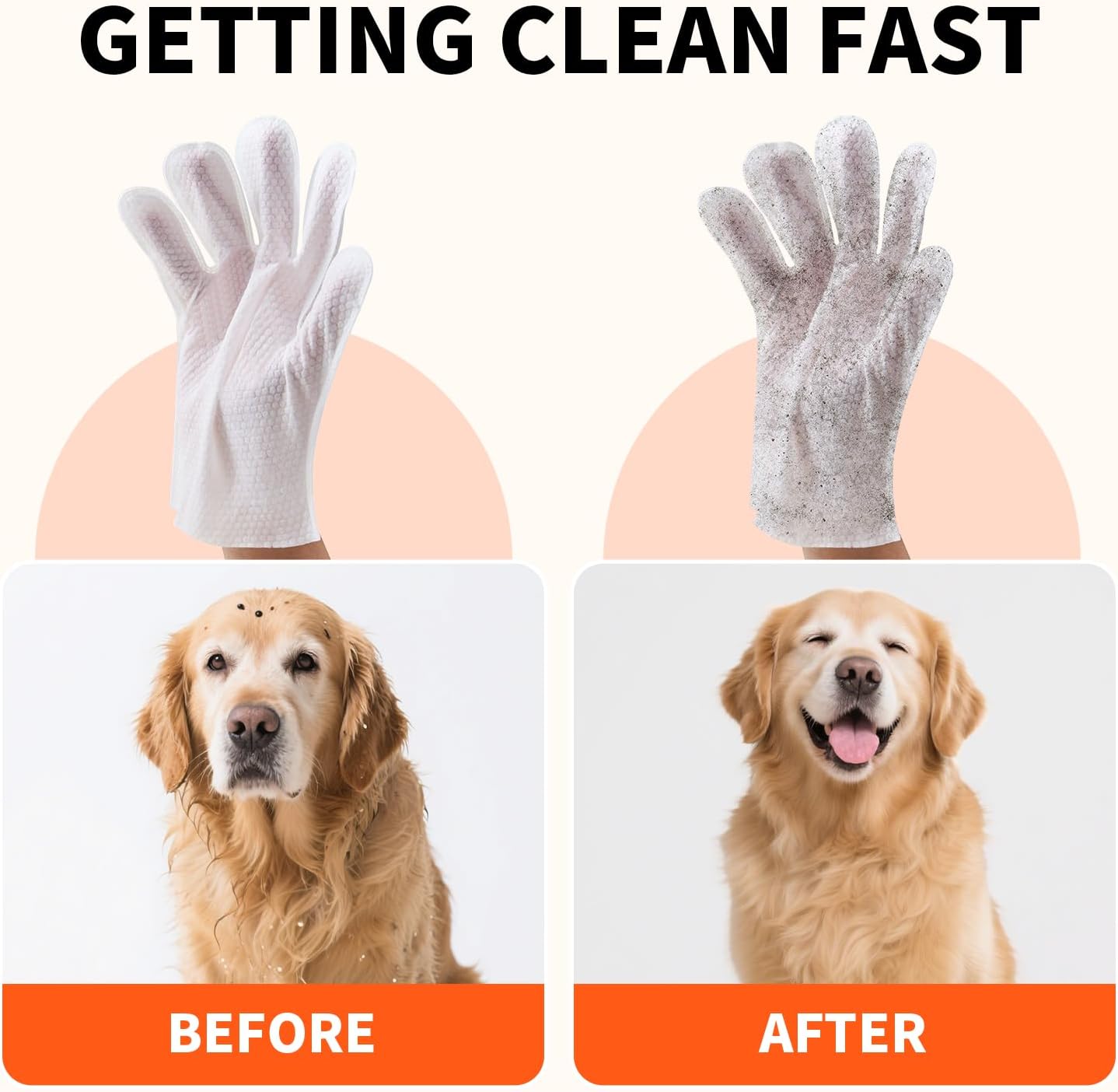 Pet Glove Wipes for Dogs and Cats, Cleaning & Deodorizing Grooming Gloves for Daily Care and Traveling, Dog Wipes Washing Gloves Rinse Free, 18 PCS