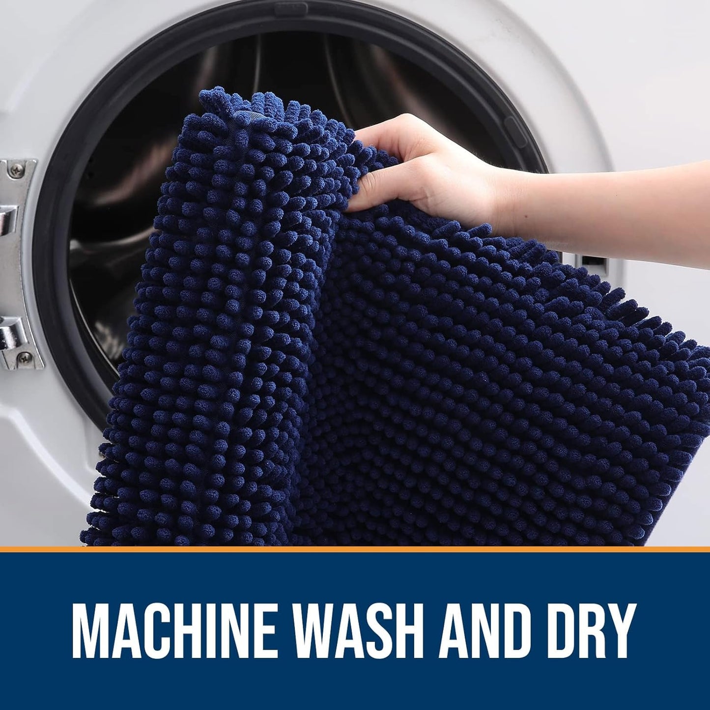 OLANLY Dog Door Mat for Muddy Paws 70x24, Absorbs Moisture and Dirt, Absorbent Non-Slip Washable Doormat, Quick Dry Chenille Mud Mat for Dogs, Entry Indoor Entryway Carpet for Inside Floor, Navy Blue