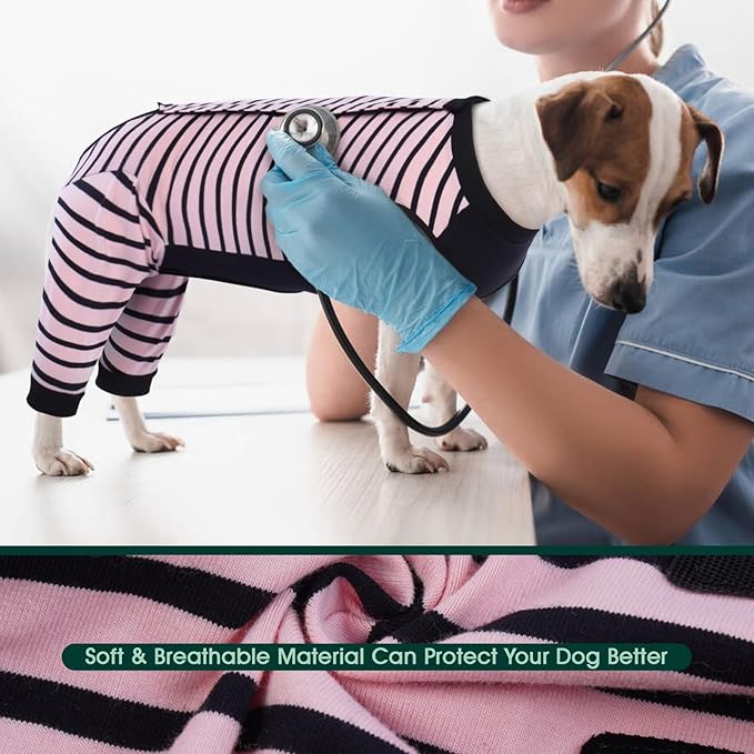 Kuoser Dog Recovery Suit for Back Legs,Soft Dog Surgery Suit with Sleeves to Stop Licking,Dogs Recovery Sleeve Elbow Protector Pet Surgical Onesie for Abdominal Wounds Dogs Cone Alternative,Pink M