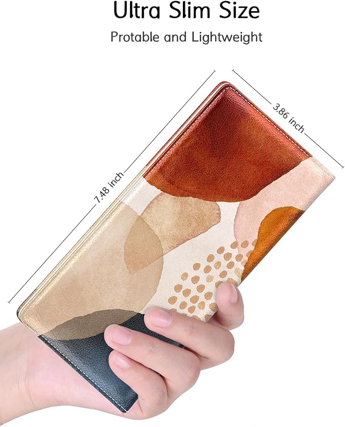 Nipichsha Womens Wallet, RFID Slim Wallets for Women, Thin Ladies Credit Card Holder Purse, Cute Leather Bifold Clutch Billfold with 11 Card Slots & ID Window, Simple Abstract Art