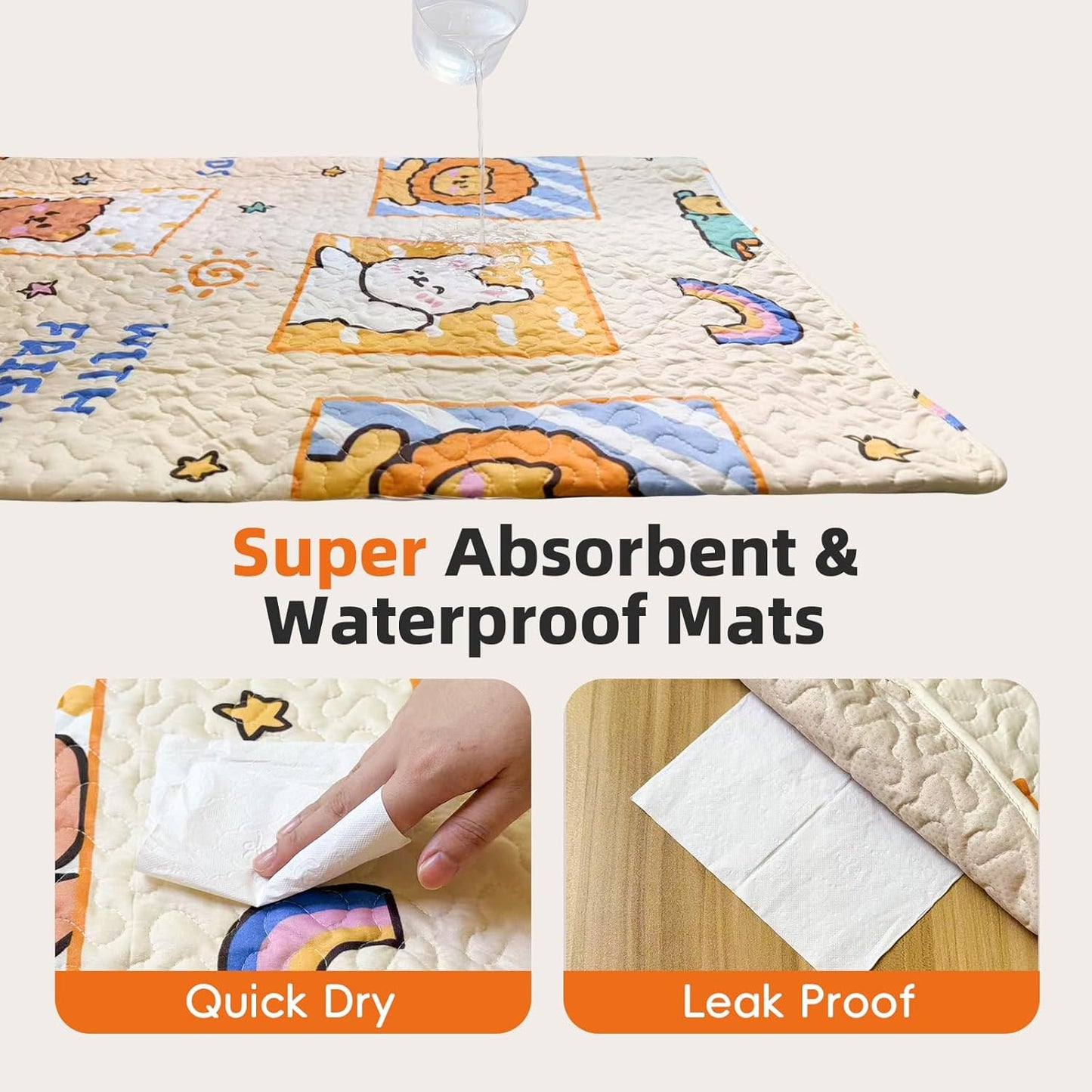 PJYuCien Washable Pee Pads for Dogs 2 Pack, 89" x 33" Octagonal Reusable Pee Pads for Dogs, Leak-Proof Pet Training Pads, Puppy Pads for Non-Slip, Designed for 24/30/36/42'' Width 8 Panels Pen